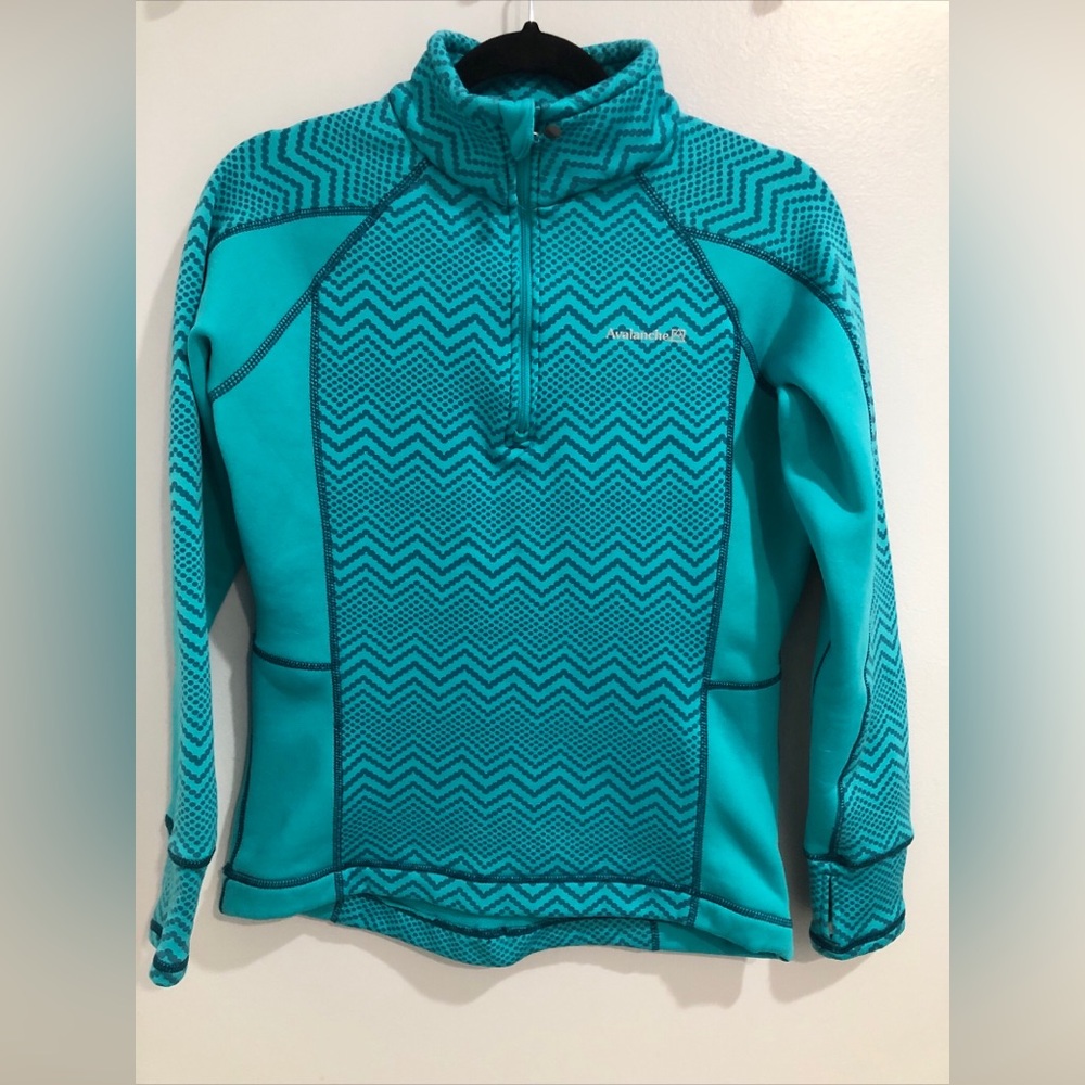 Avalanche Women Teal Half Zip Pullover Thumbholes Jacket Size M